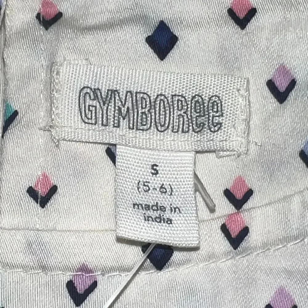 Gymboree Girls Geometric Blouse 3/4 Sleeves White Multicolor Small NWT